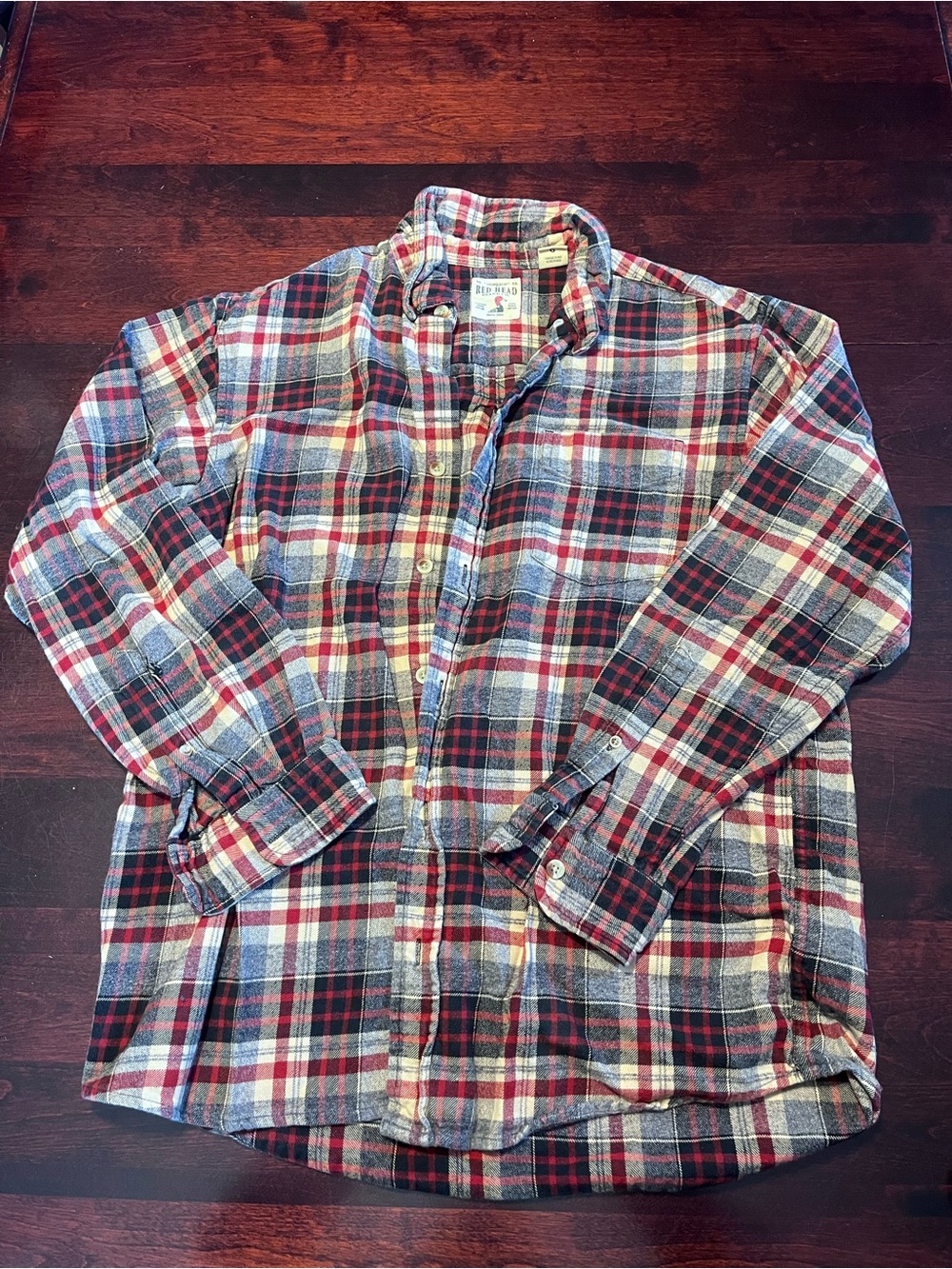 Red head Men's Plaid Button-Down Shirt - Red, Blue, White - Picture 1 of 5